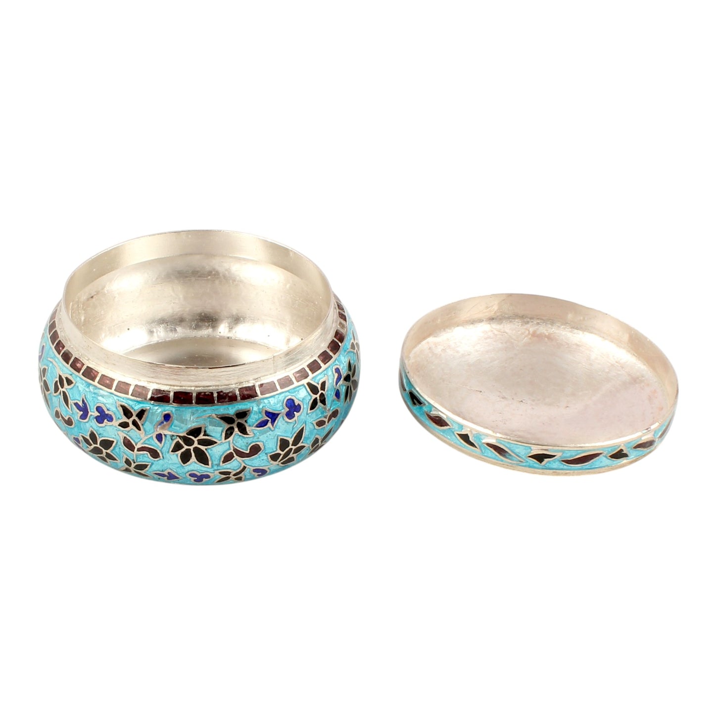 Traditional Enamel Silver Box 925 Sterling Silver Vintage Handmade Jewelry Box