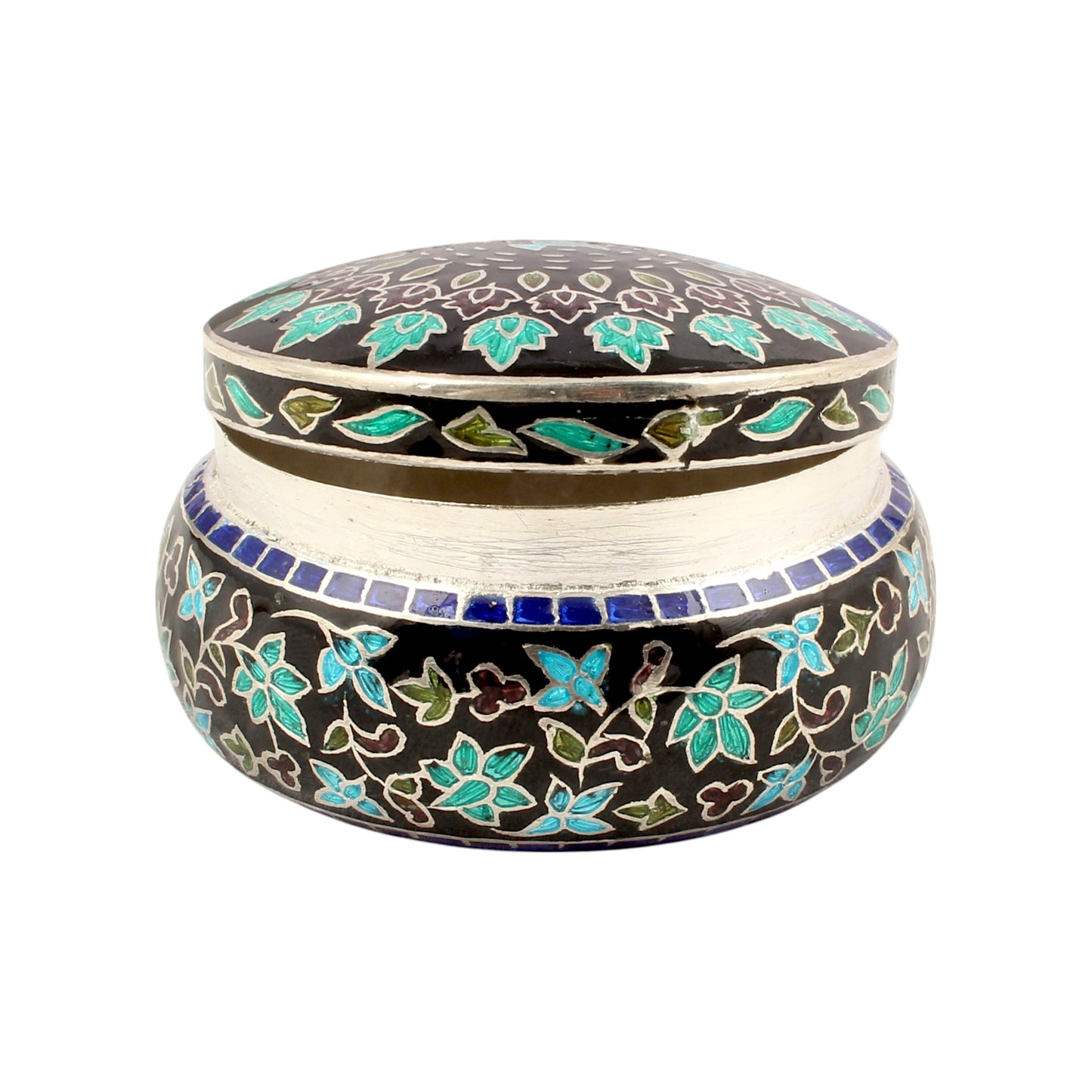 Designer Peacock Meenakari Work Box 925 Sterling Silver Enamelled Jewelry Store Box
