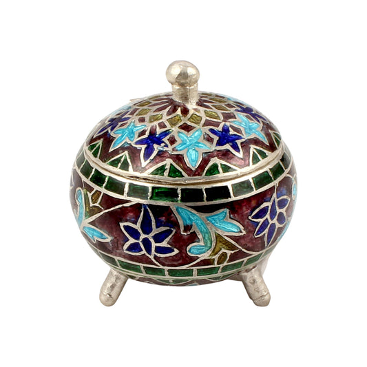 925 Sterling Silver Handmade Trinket Box Solid Kumkum Casket Box Sindoor Box