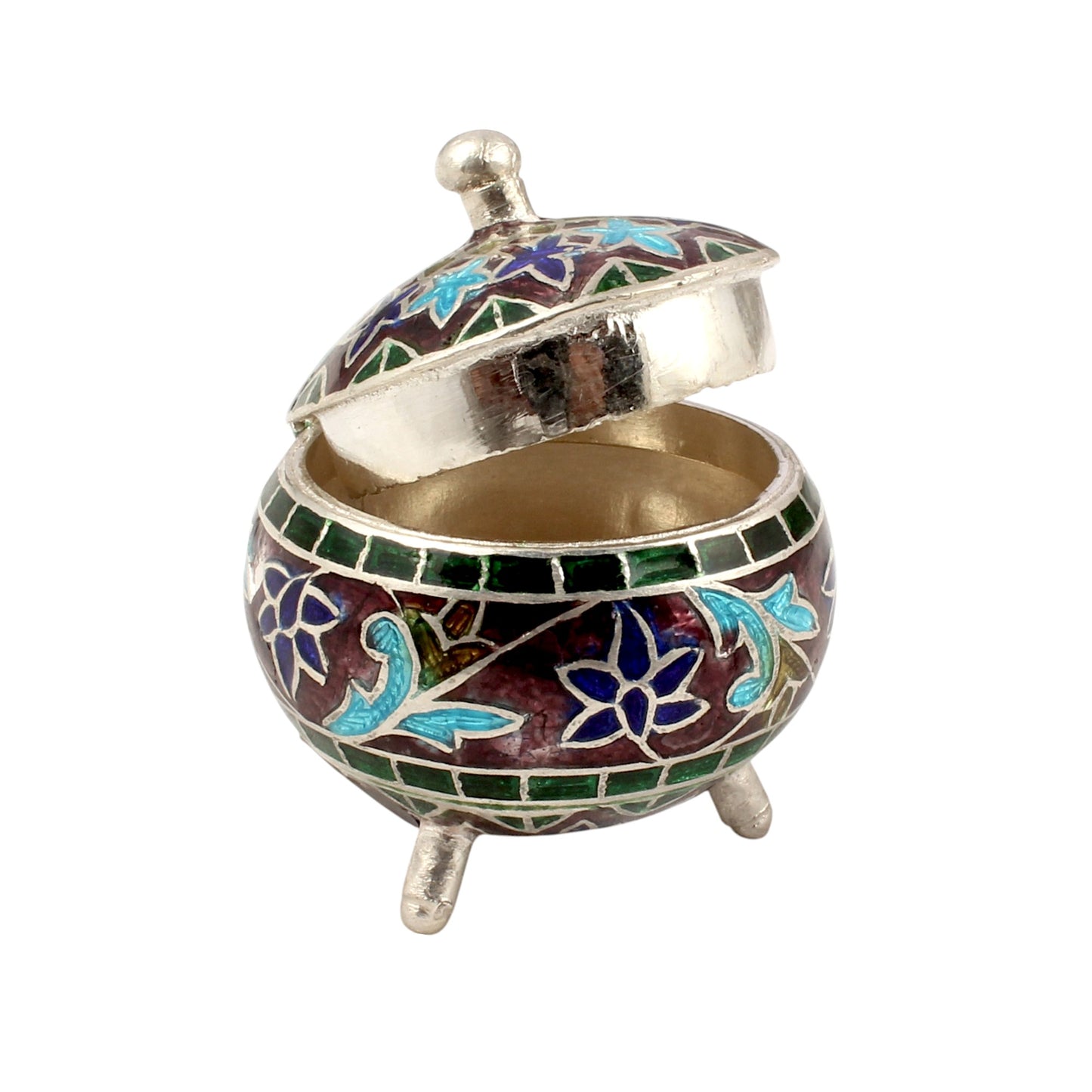 925 Sterling Silver Handmade Trinket Box Solid Kumkum Casket Box Sindoor Box