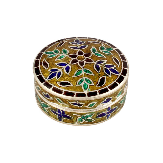 Leaf Enamel Work Box 925 Sterling Silver Enamelled Clisonne Jewelry Store Box