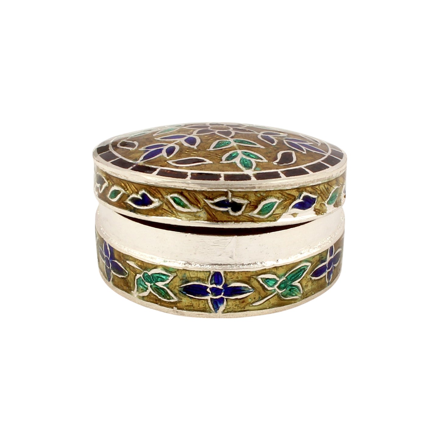 Leaf Enamel Work Box 925 Sterling Silver Enamelled Clisonne Jewelry Store Box