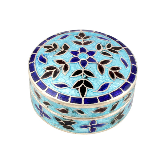 Leaf Enamel Work Box 925 Sterling Silver Enamelled Jewelry Store Box