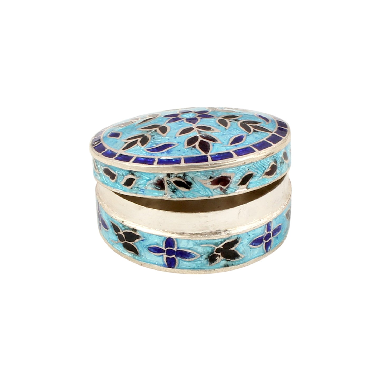 Leaf Enamel Work Box 925 Sterling Silver Enamelled Jewelry Store Box