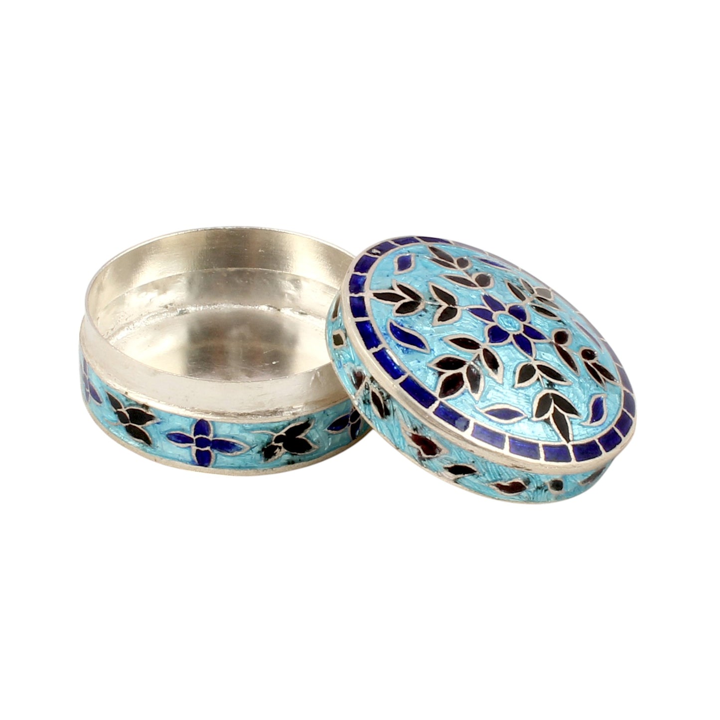 Leaf Enamel Work Box 925 Sterling Silver Enamelled Jewelry Store Box