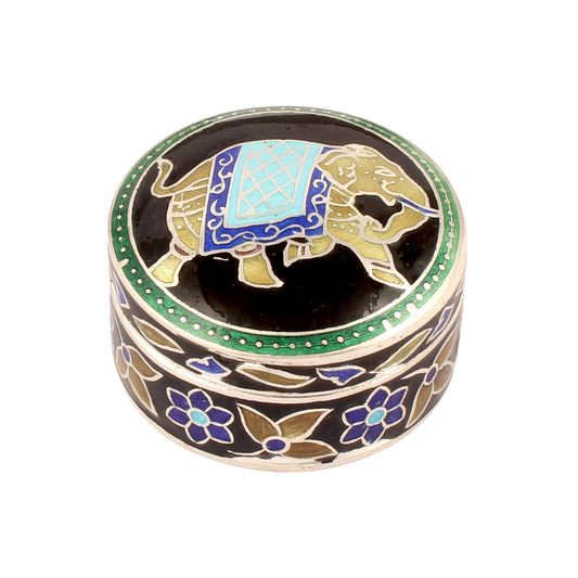 Elephant Enamel Work Box 925 Sterling Silver Enamelled Clisonne Jewelry Store Box