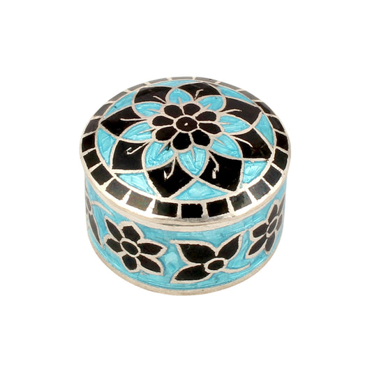 Traditional Enamel Silver Box 925 Sterling Silver Vintage Handmade Jewelry Box