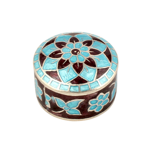 Enamel Floral Silver Box 925 Sterling Silver Vintage Handmade Jewellery Box