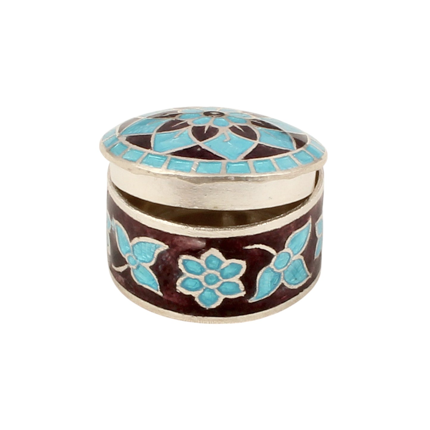 Enamel Floral Silver Box 925 Sterling Silver Vintage Handmade Jewellery Box