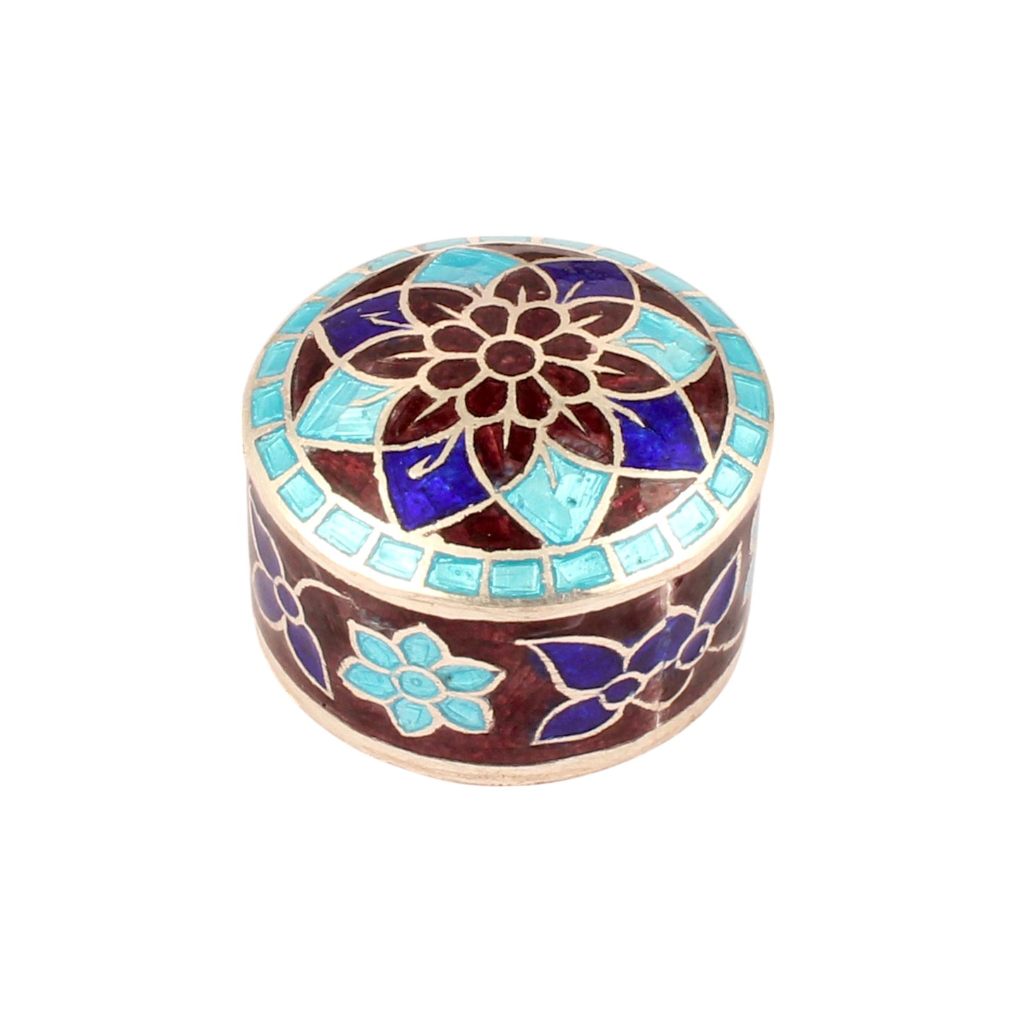 Floral Leaf Enamel Work Box 925 Sterling Silver Enamelled Jewelry Store Box