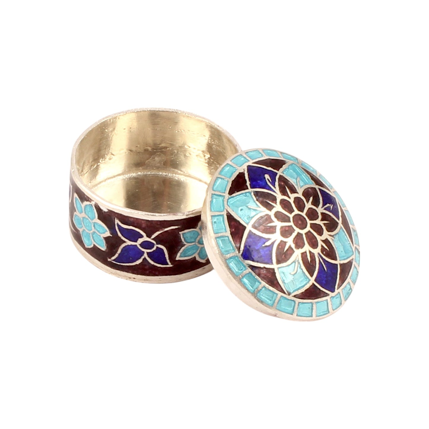 Floral Leaf Enamel Work Box 925 Sterling Silver Enamelled Jewelry Store Box