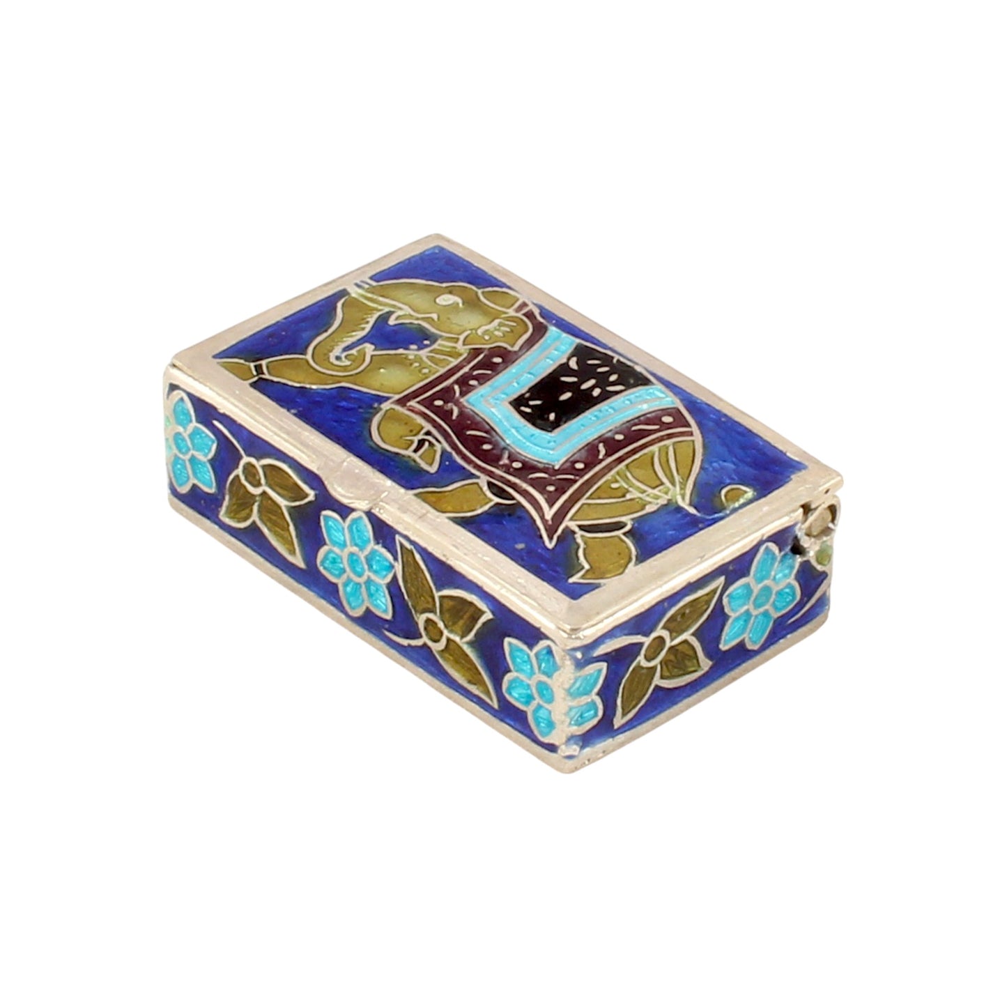 Elephant Enamel Work Box 925 Sterling Silver Enamelled Clisonne Vermal Jewelry Store Box