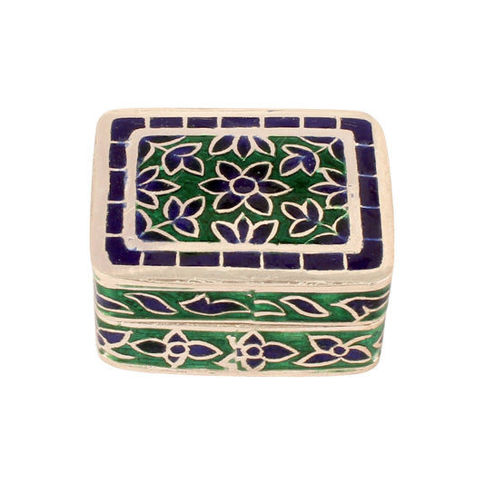 Enamel Floral Silver Box 925 Sterling Silver Handmade Vintage Jewellery Box