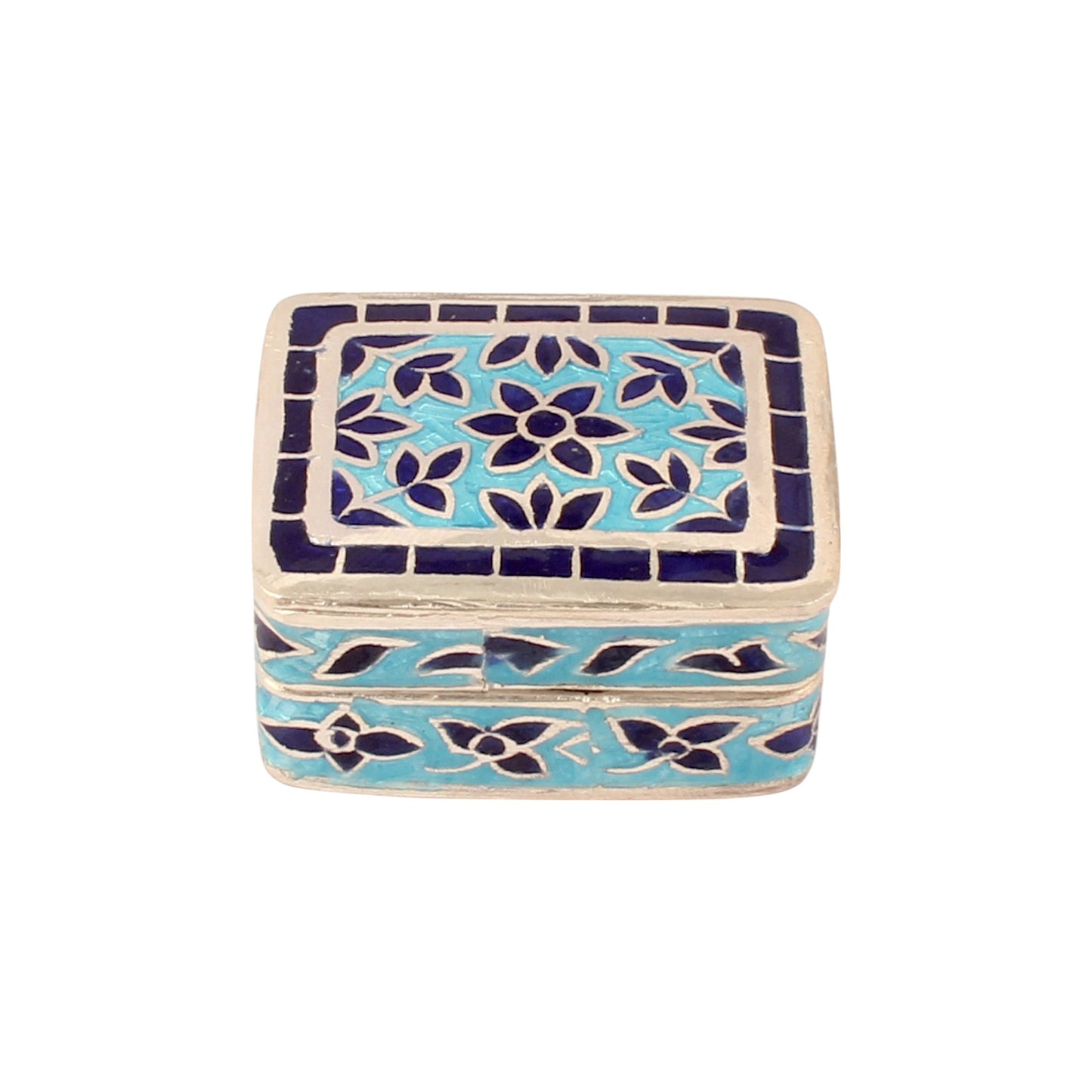 Floral Silver Box 925 Sterling Silver Handmade Vintage Enamel Jewellery Box