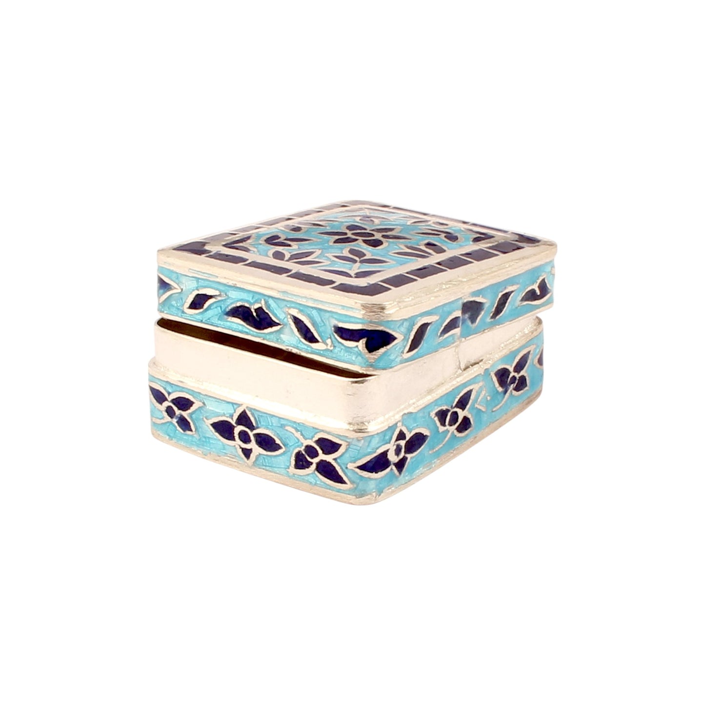 Floral Silver Box 925 Sterling Silver Handmade Vintage Enamel Jewellery Box