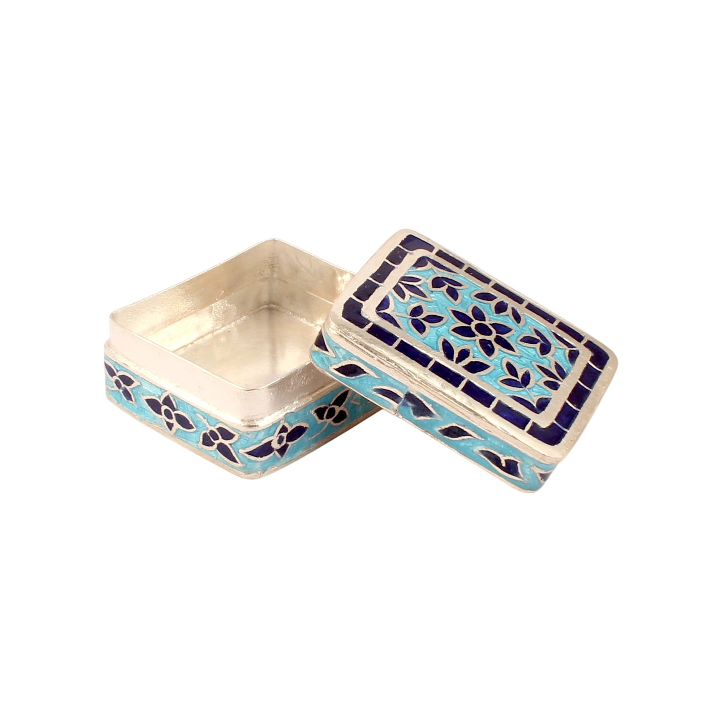 Floral Silver Box 925 Sterling Silver Handmade Vintage Enamel Jewellery Box