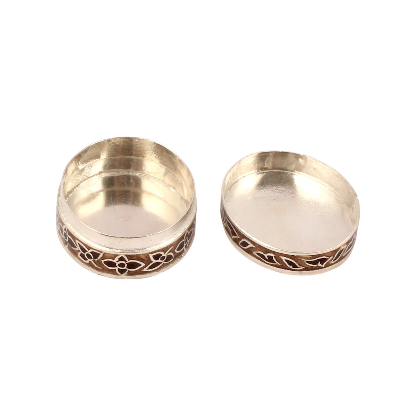 Meenakari Work Floral Design Trinket Box Container Handmade 925 Sterling Silver Sindoor Box