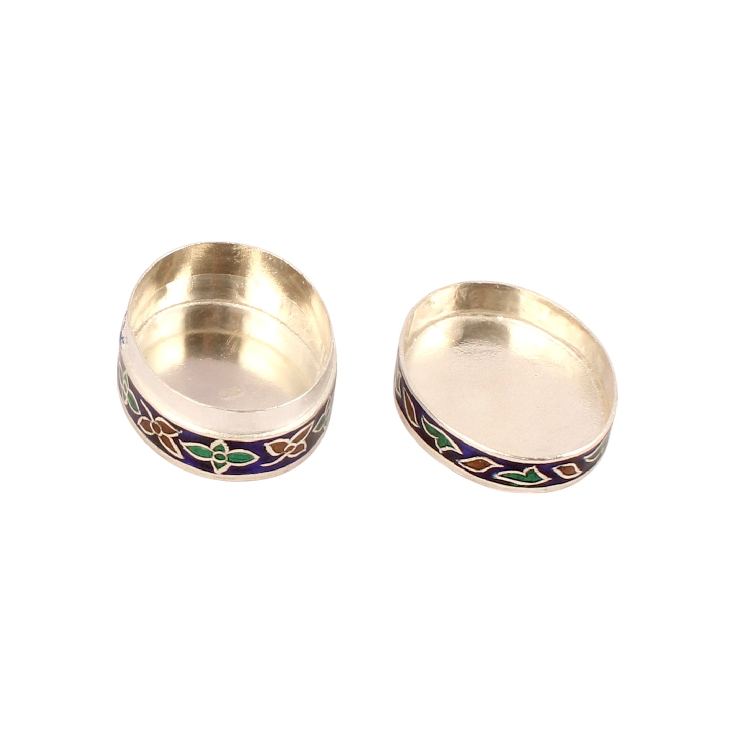 Meenakari Work Floral Design Trinket Box Handmade 925 Sterling Silver Sindoor Box Brides Jewelry
