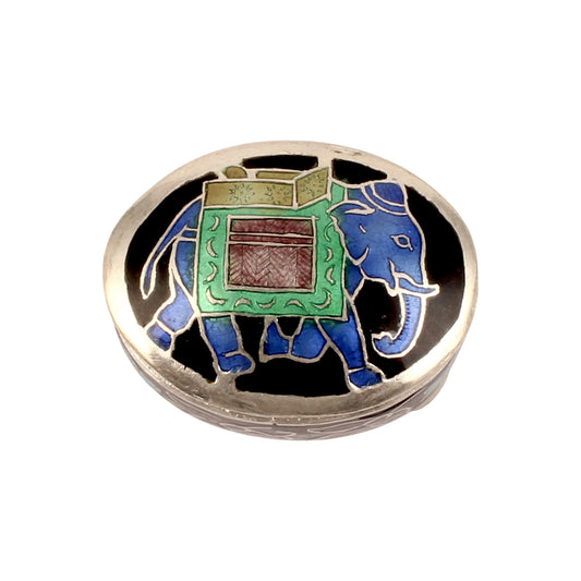 Meenakari Work Elephant Trinket Box 925 Sterling Silver Handmade Container Sindoor Box