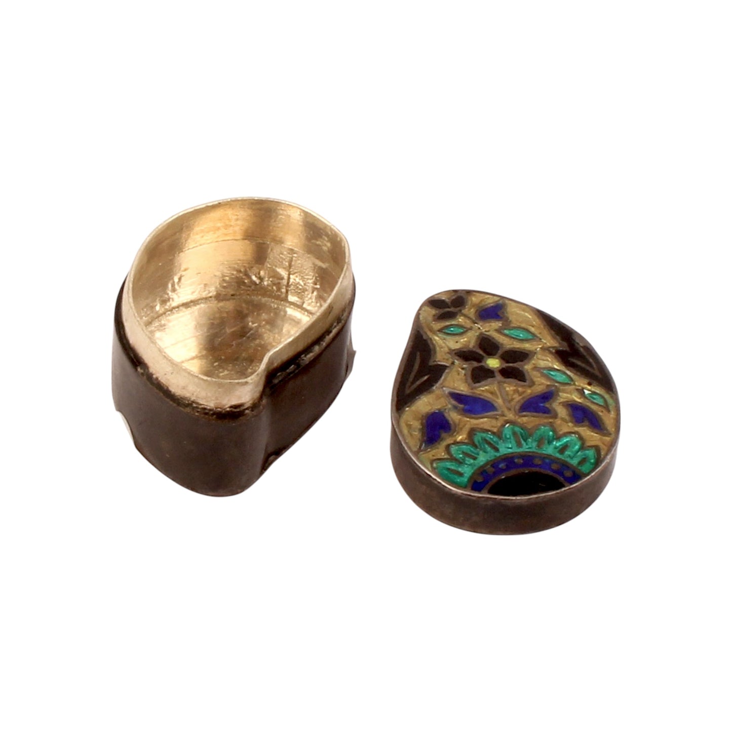 Meenakari Floral Trinket Box Container Handmade Unique Artisan 925 Sterling Silver Sindoor Box