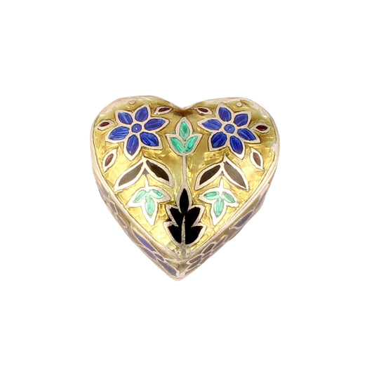 Heart Shape Meenakari Floral Trinket Box Container Handmade Unique Artisan 925 Sterling Silver Sindoor Box