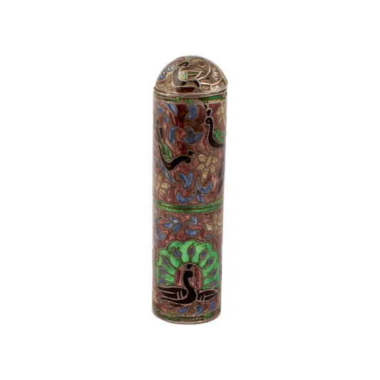 Meenakari Bottle Shape Trinket Box Container Handmade Unique Artisan 925 Sterling Silver Box