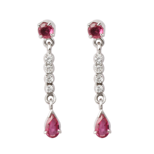 Ruby Natural Silver Diamond Earrings