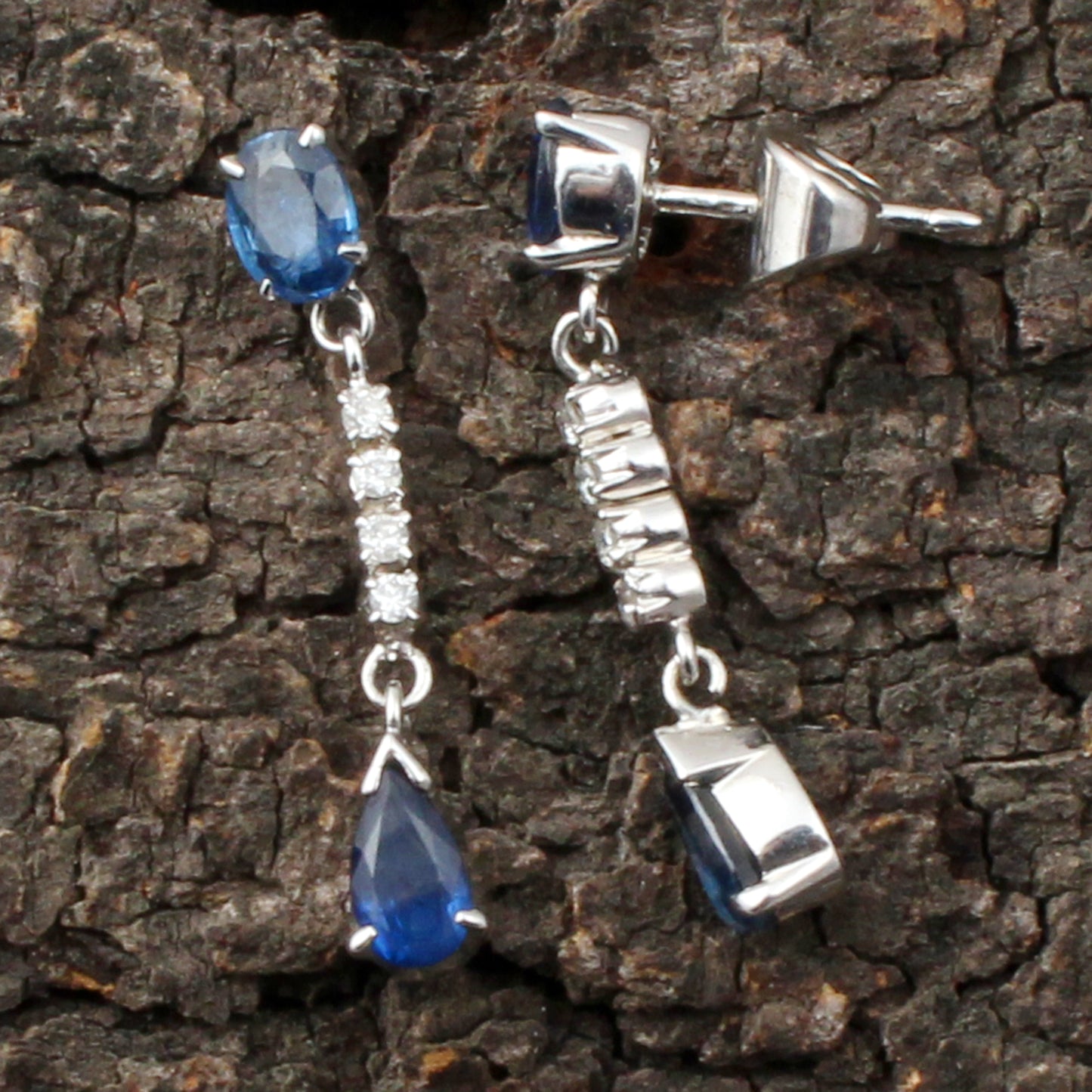 Sapphire Silver Diamond Earrings