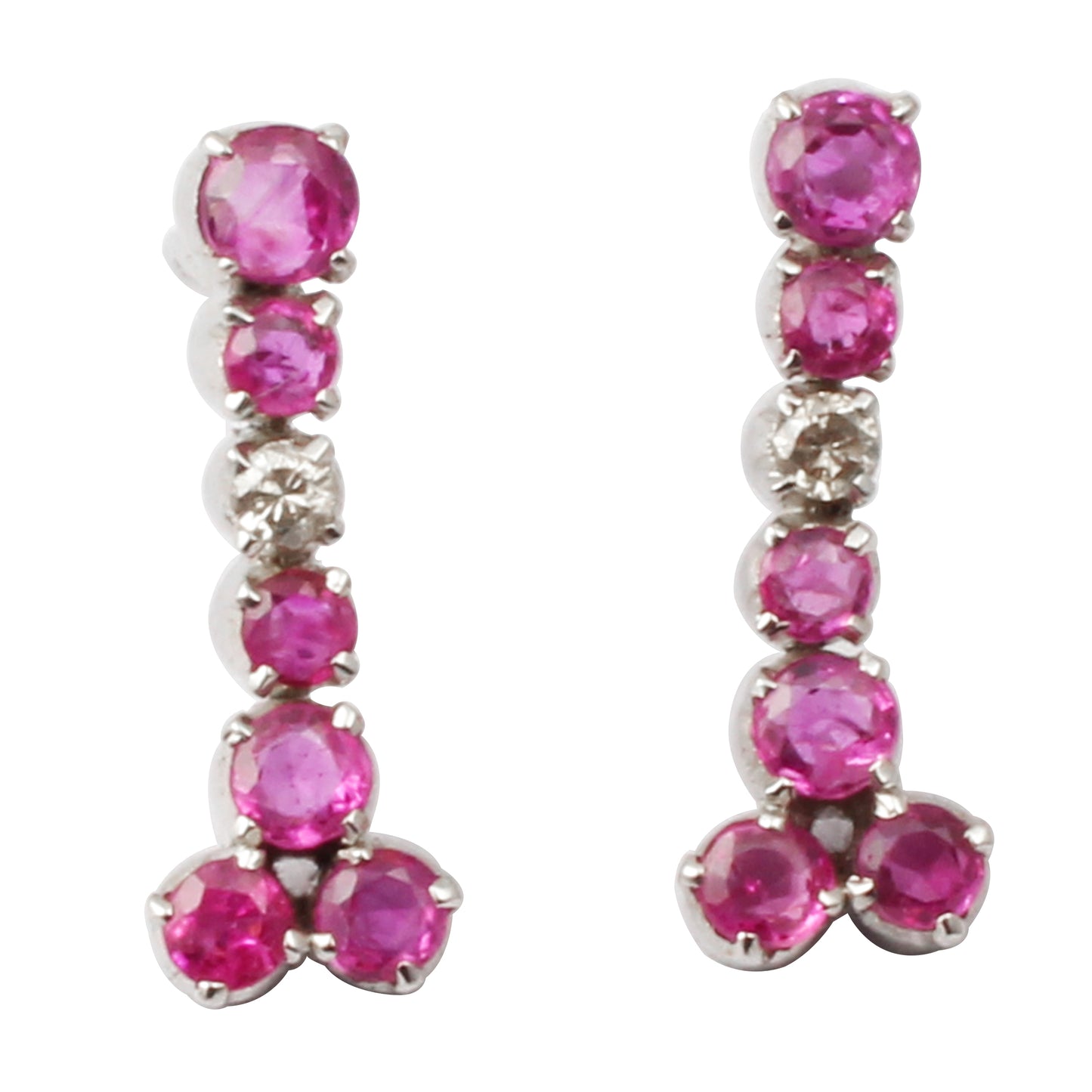 Ruby (Burma) Silver Diamond Earrings