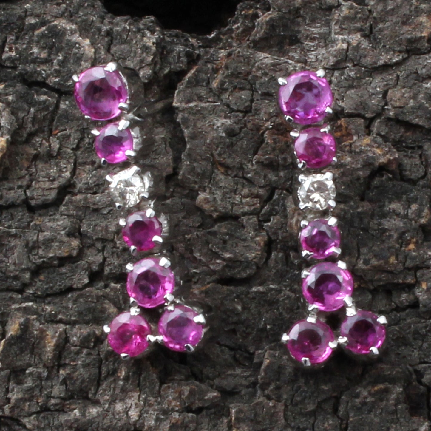 Ruby (Burma) Silver Diamond Earrings