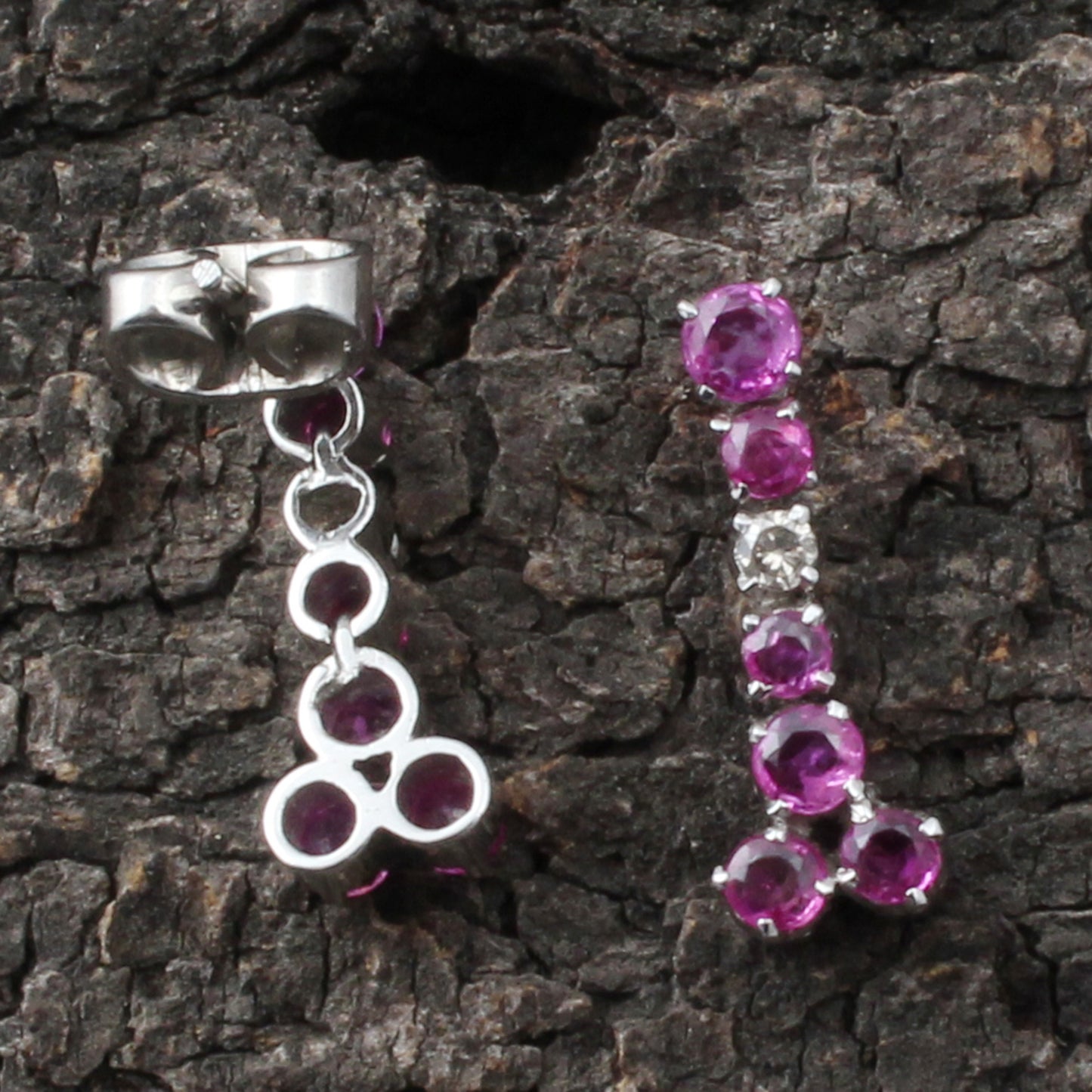 Ruby (Burma) Silver Diamond Earrings