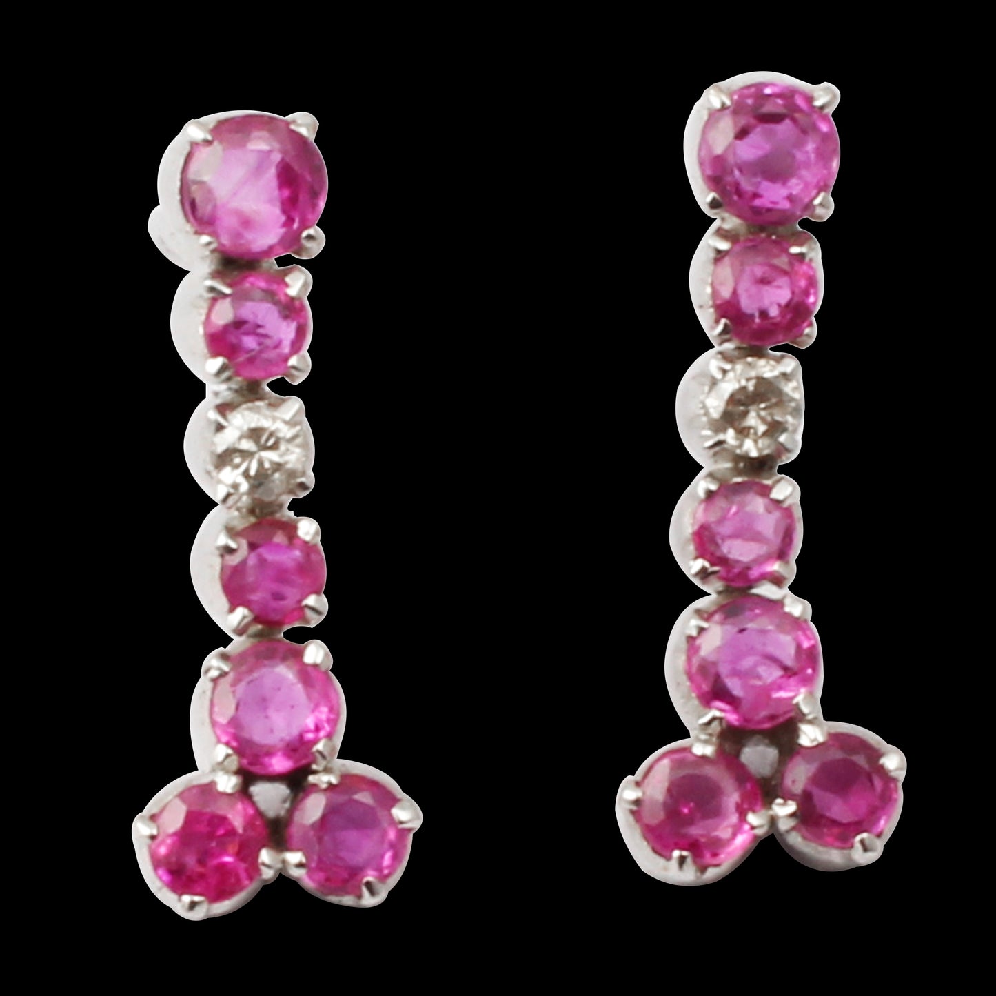 Ruby (Burma) Silver Diamond Earrings