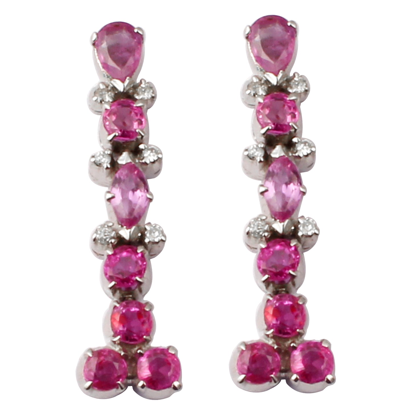 Ruby(Burma) Silver Diamond Earrings