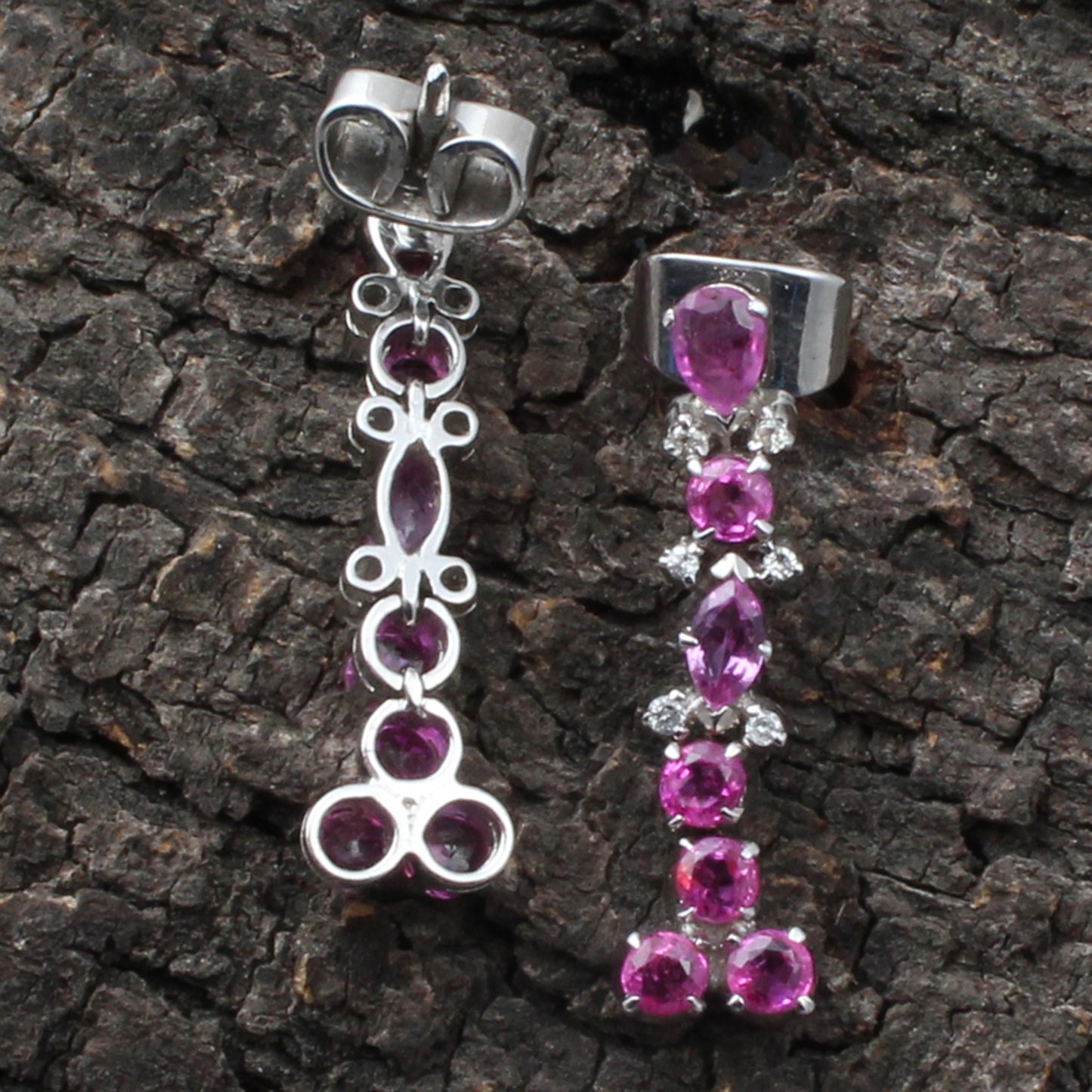 Ruby(Burma) Silver Diamond Earrings