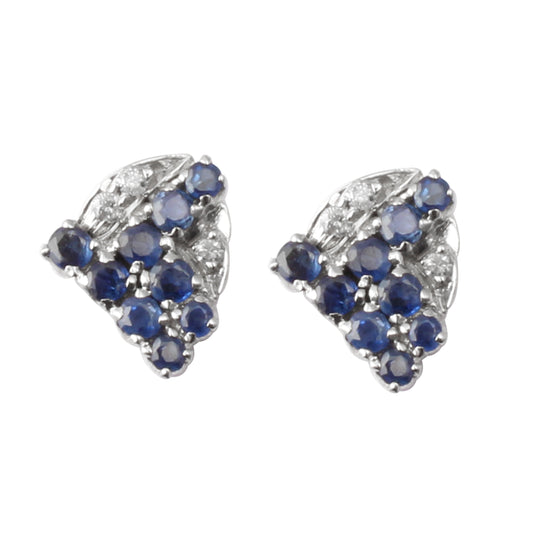 Sapphire Silver Diamond Earrings