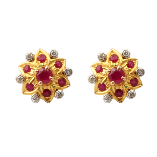 Ruby Silver Diamond Earrings