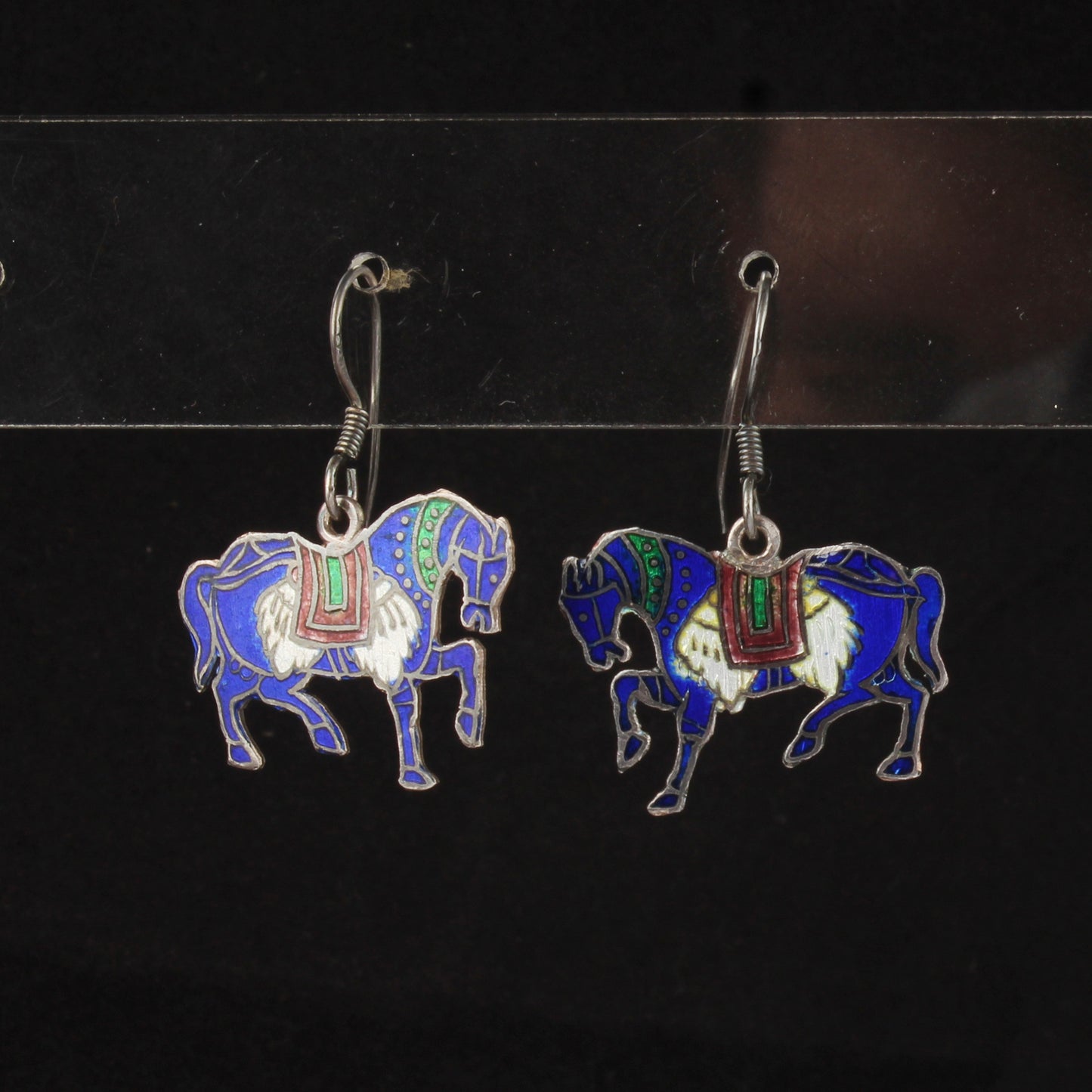 Horse Enamel Silver Earrings 925 Sterling Silver Dangle Earrings Ear Wire Colorful Enamel Earrings