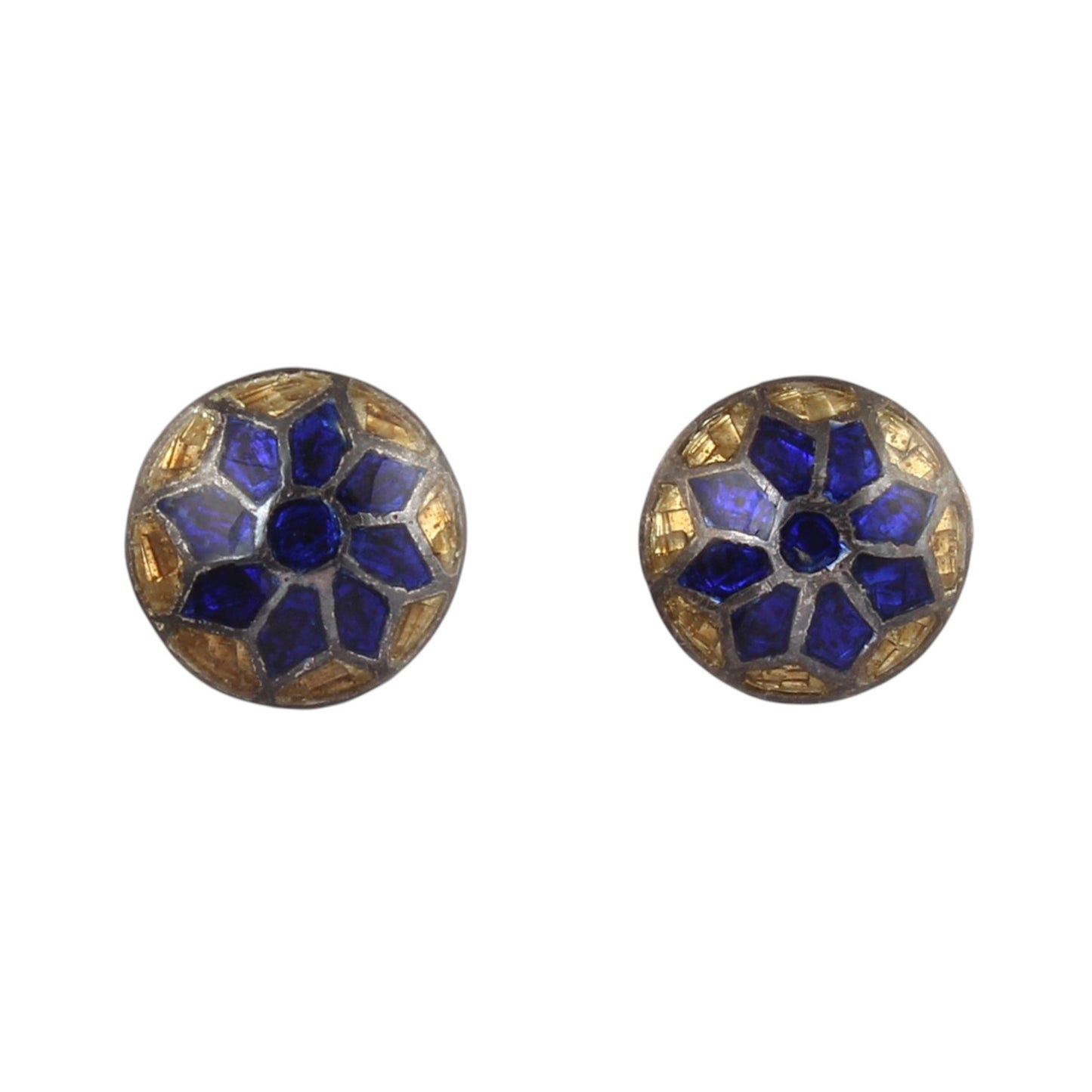 Minimalist Vintage Enamel Stud Earrings Meenakari Silver Stud Earrings Handmade 925 Sterling Silver Studs