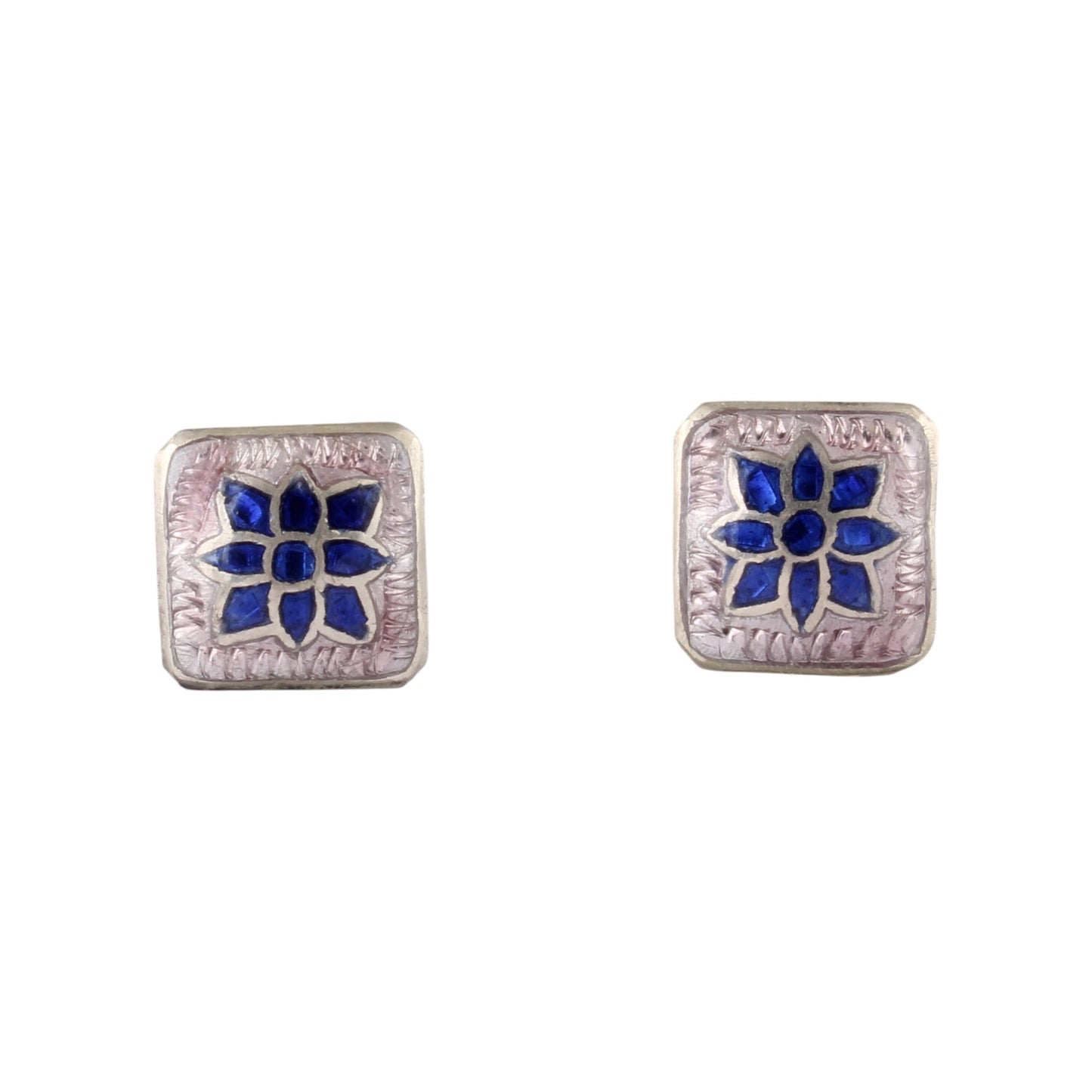Floral Enamel Silver Stud Earrings Solid 925 Sterling Silver Earrings Ear Wire Colorful Enamel Earrings