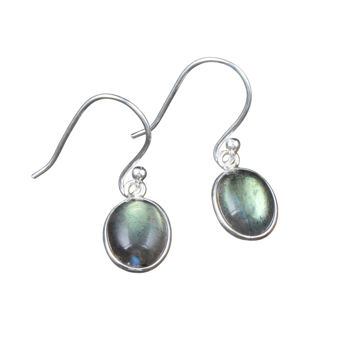 Minimalist Dangle Labradorite Earrings Handmade Bezel 925 Sterling Silver Oval Gemstone Earrings Jewelry