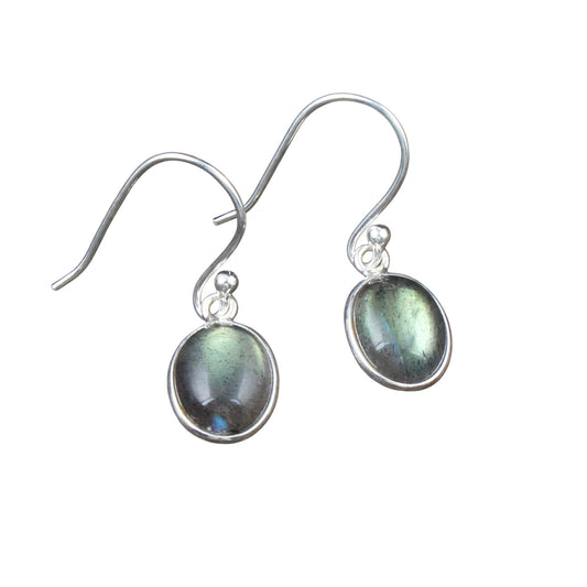 Minimalist Dangle Labradorite Earrings Handmade Bezel 925 Sterling Silver Oval Gemstone Earrings Jewelry