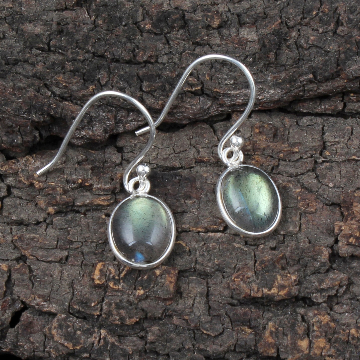 Minimalist Dangle Labradorite Earrings Handmade Bezel 925 Sterling Silver Oval Gemstone Earrings Jewelry