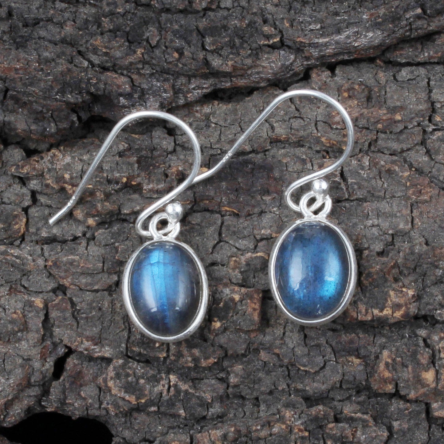 Minimalist Dangle Labradorite Earrings Handmade Bezel 925 Sterling Silver Oval Gemstone Earrings Lightweight Jewelry