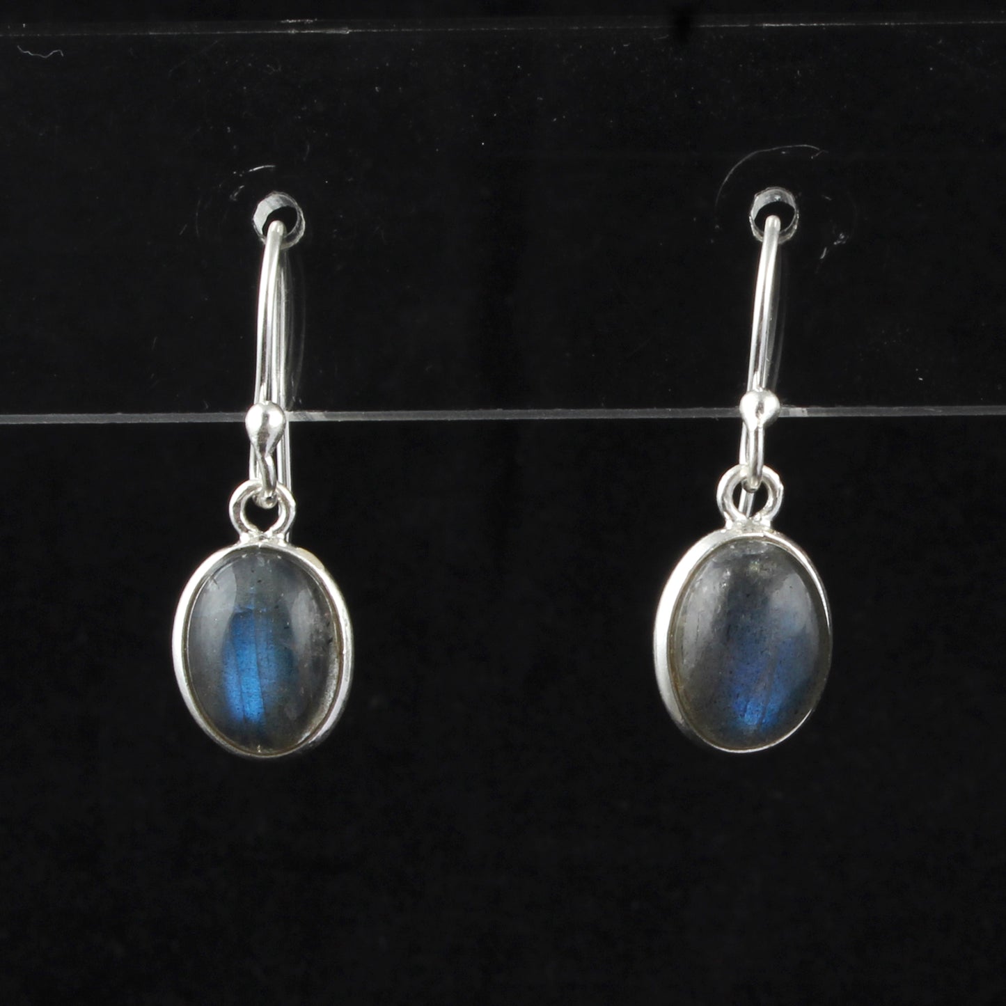 Minimalist Dangle Labradorite Earrings Handmade Bezel 925 Sterling Silver Oval Gemstone Earrings Lightweight Jewelry
