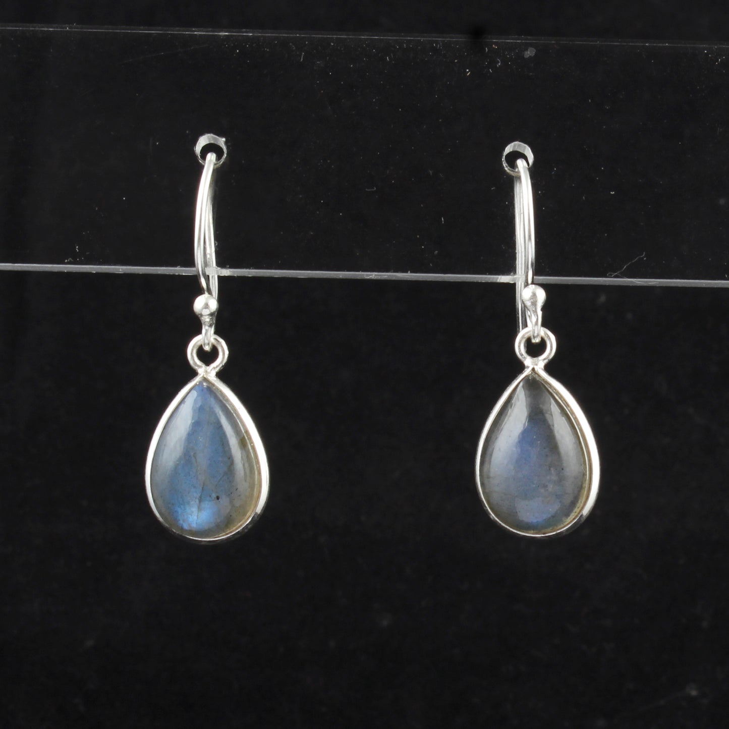 Minimalist Dangle Labradorite Earrings Handmade Bezel 925 Sterling Silver Pear Gemstone Earrings Jewelry