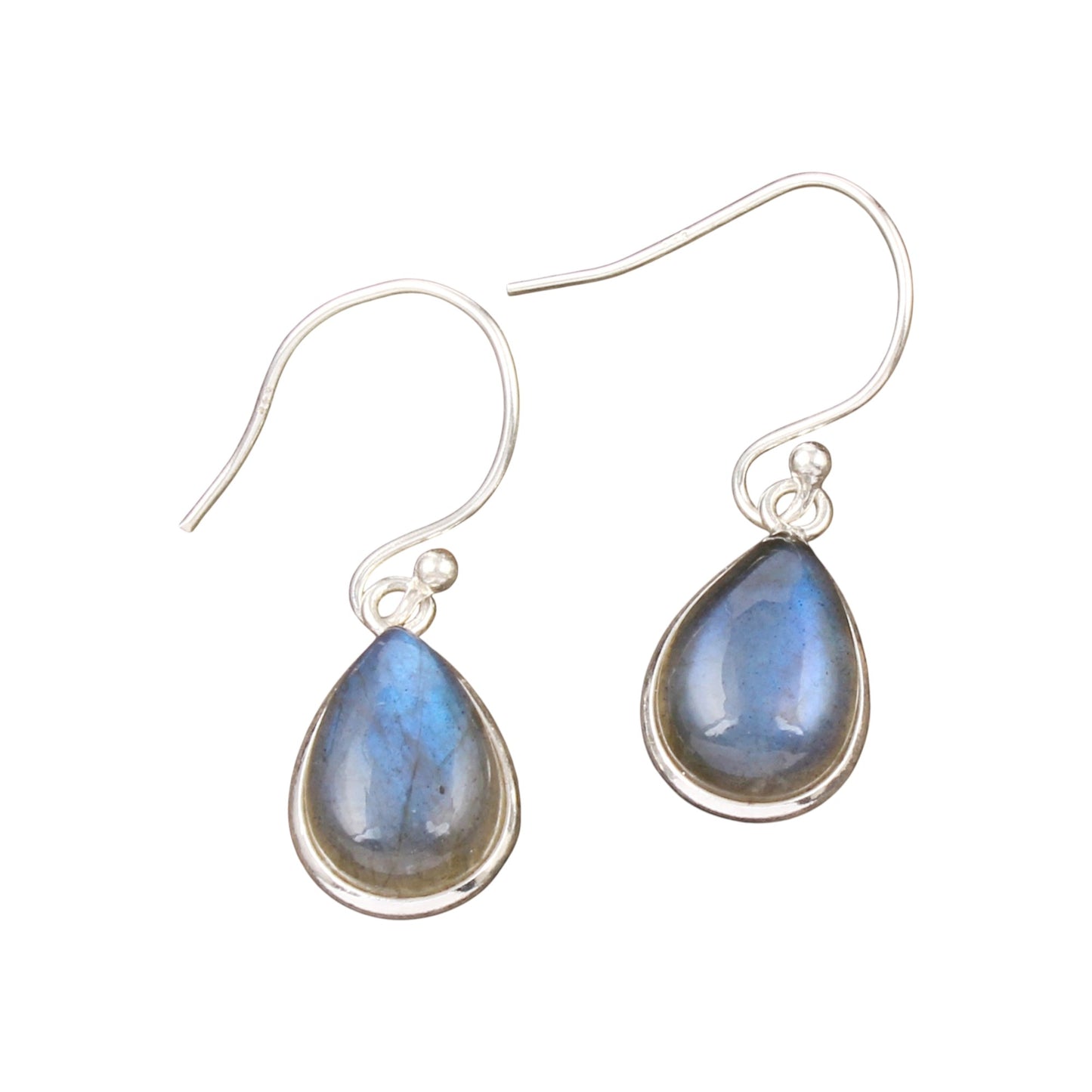 Minimalist Dangle Labradorite Earrings Handmade Bezel 925 Sterling Silver Pear Gemstone Earrings Jewelry