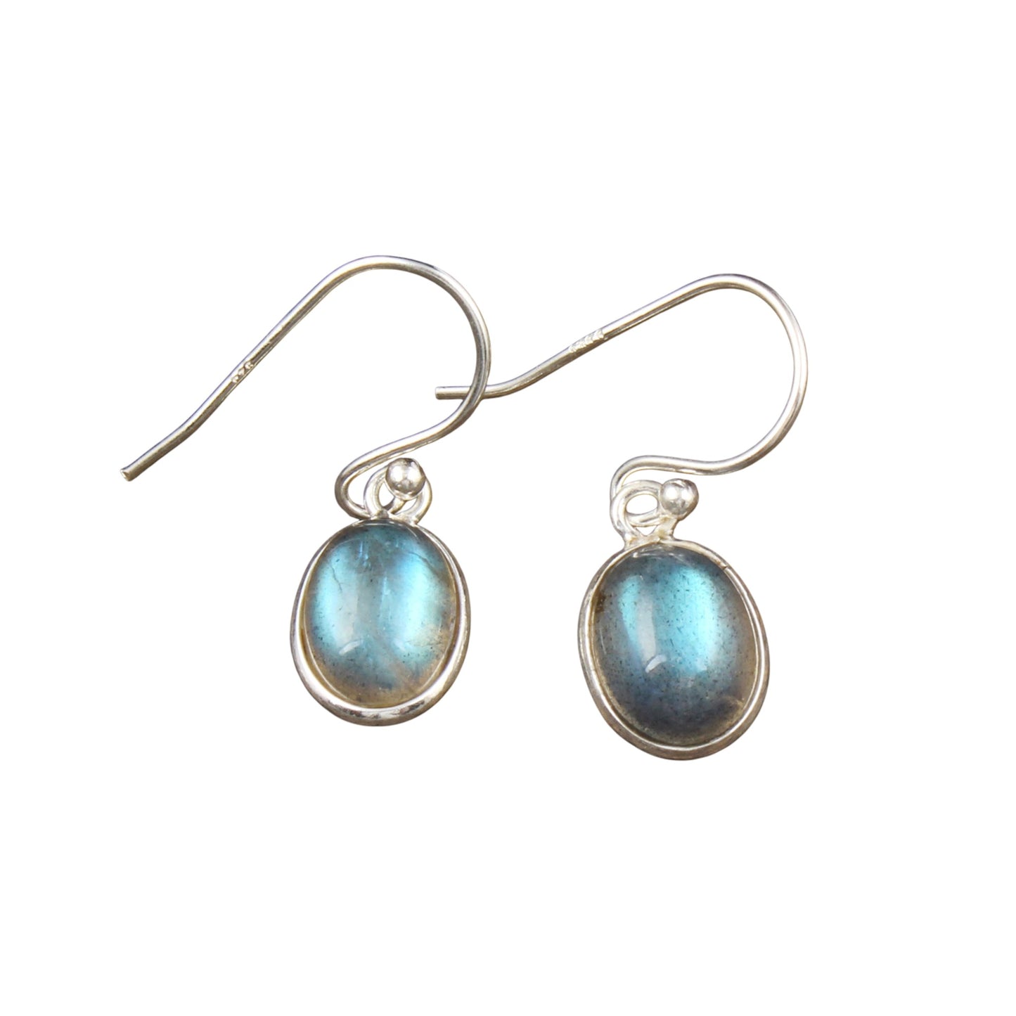 Natural Labradorite Earrings Handmade Bezel 925 Sterling Silver Oval Gemstone Earrings Jewelry