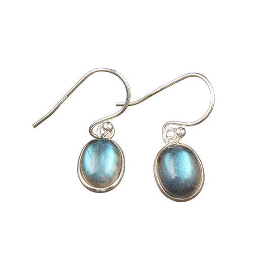 Natural Labradorite Earrings Handmade Bezel 925 Sterling Silver Oval Gemstone Earrings Jewelry