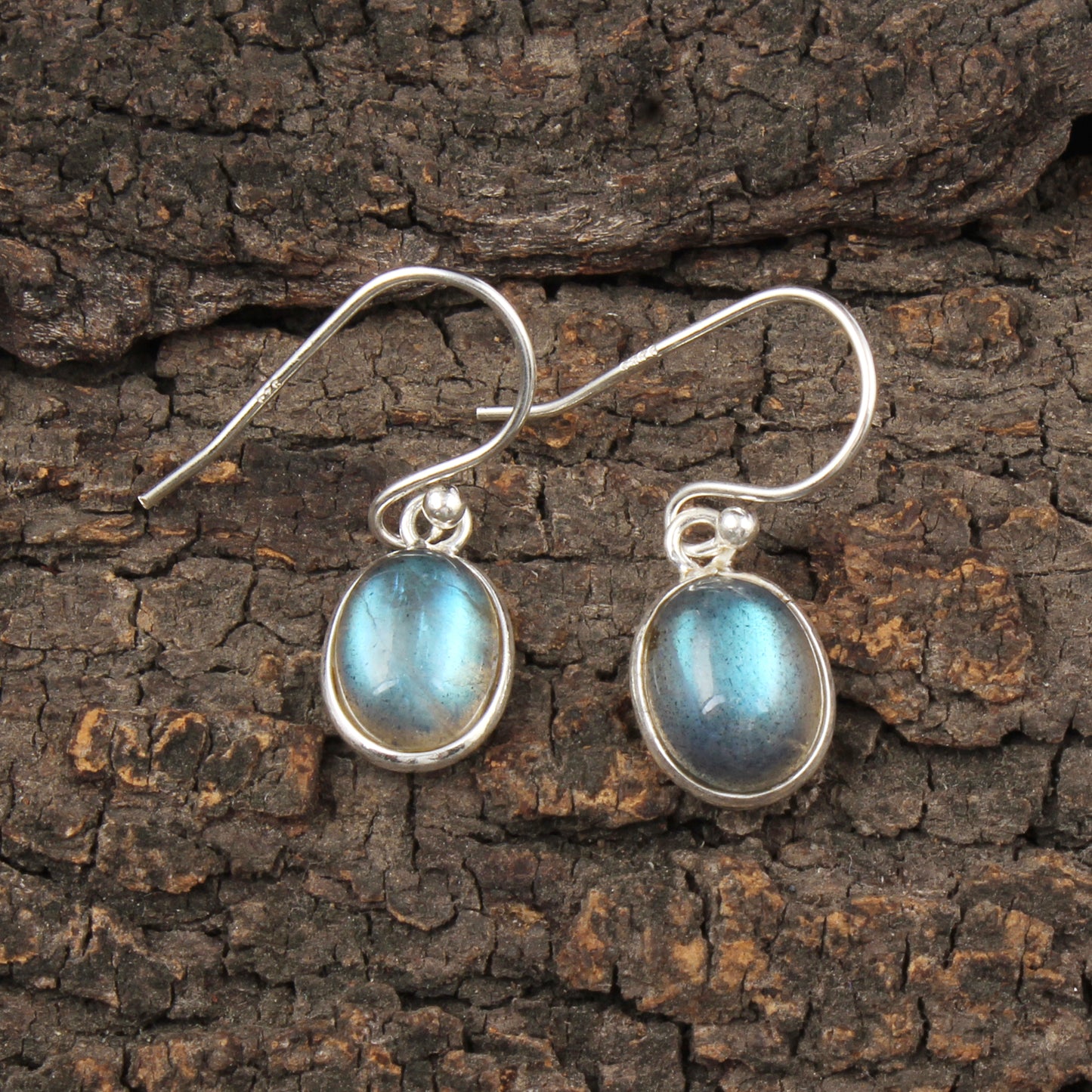 Natural Labradorite Earrings Handmade Bezel 925 Sterling Silver Oval Gemstone Earrings Jewelry
