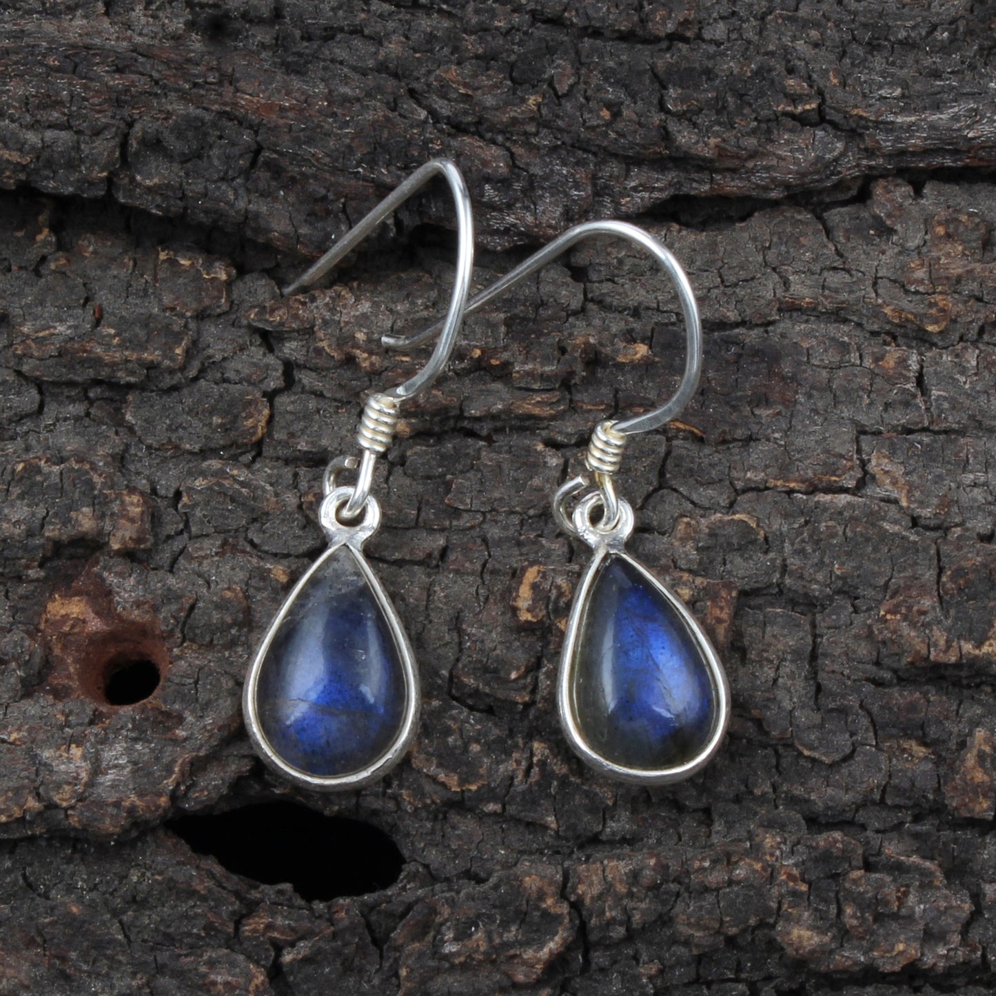 Dangle Labradorite Earrings Handmade Bezel 925 Sterling Silver Pear Gemstone Earrings Jewelry